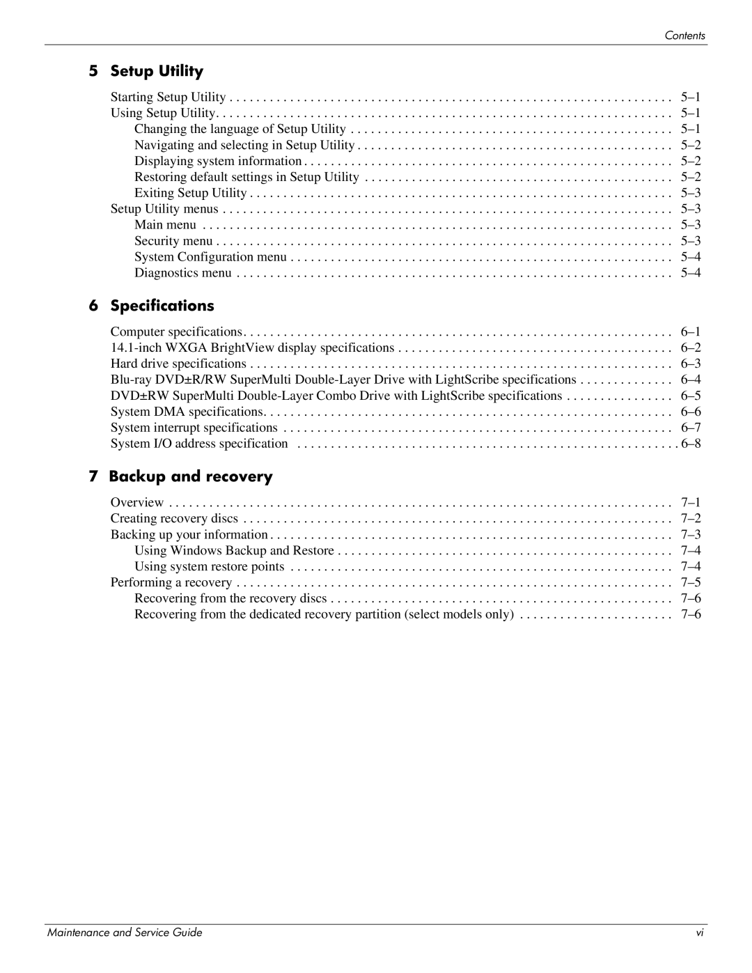 HP DV4 manual Setup Utility 