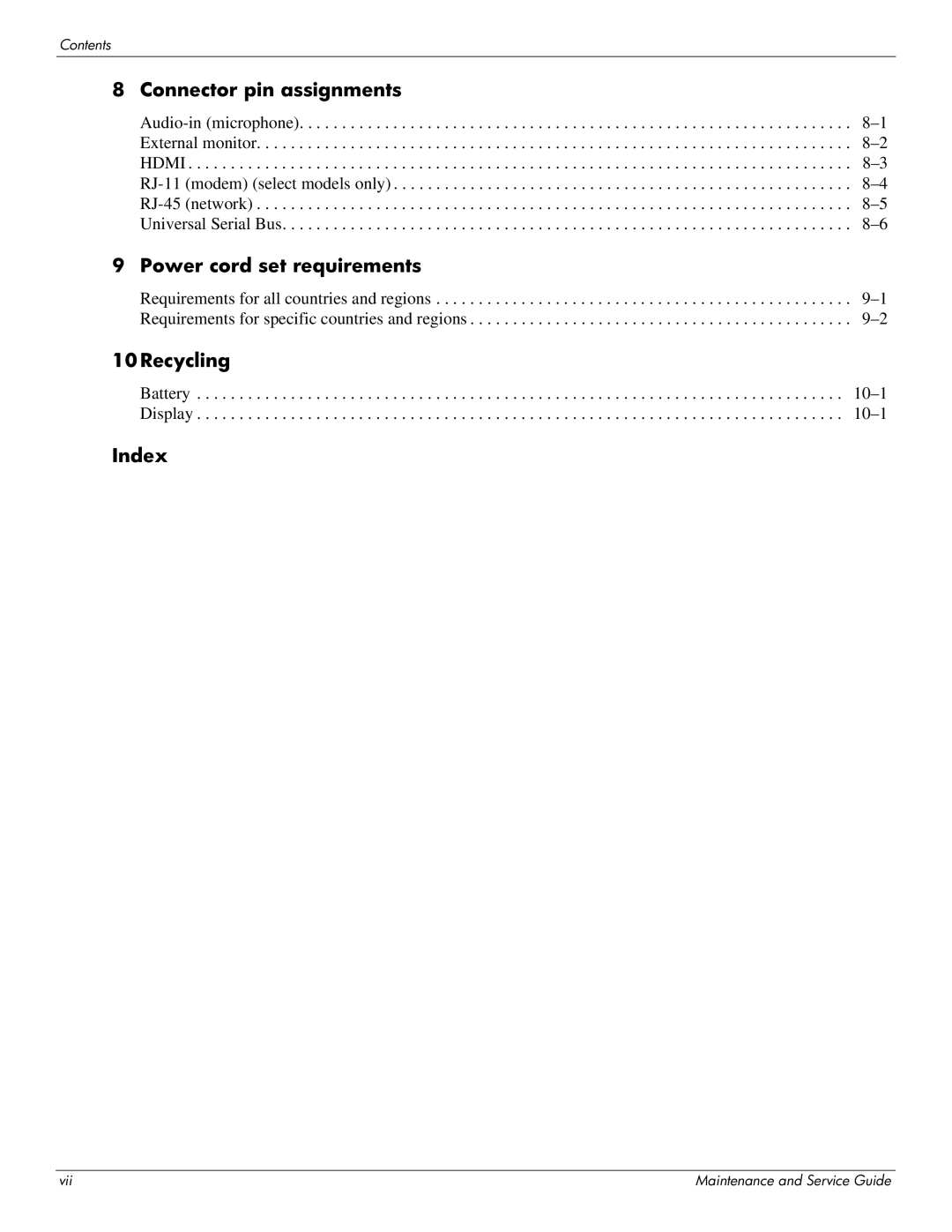 HP DV4 manual 10Recycling 