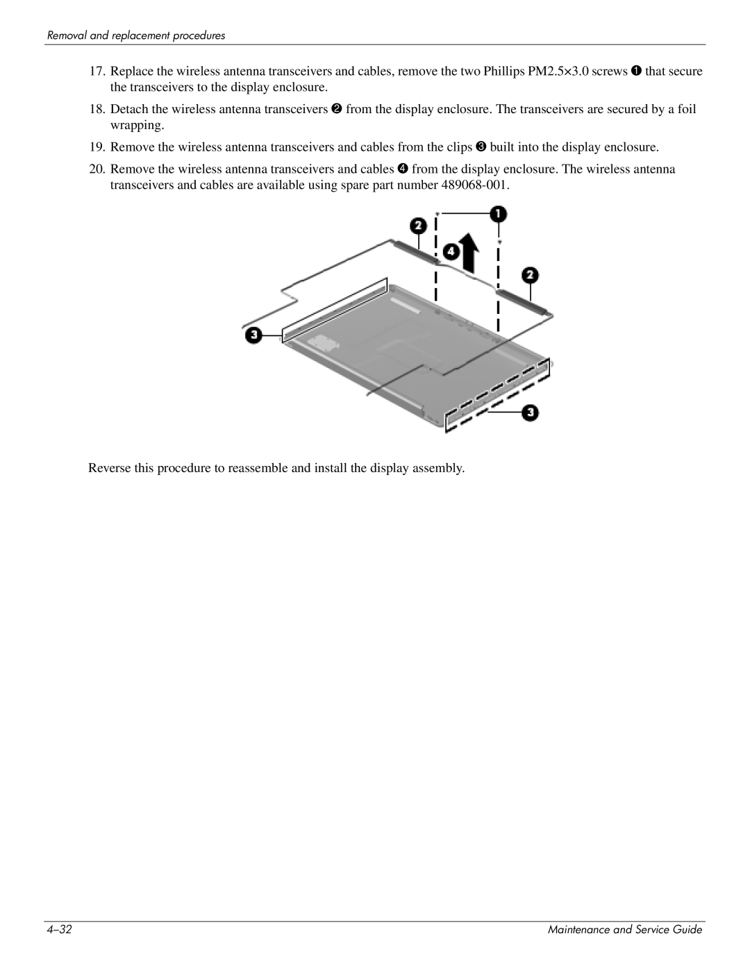 HP DV4 manual Removal and replacement procedures 