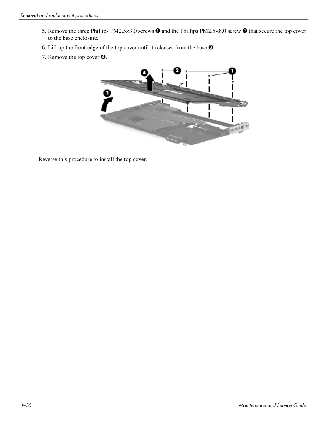 HP DV4 manual Removal and replacement procedures 