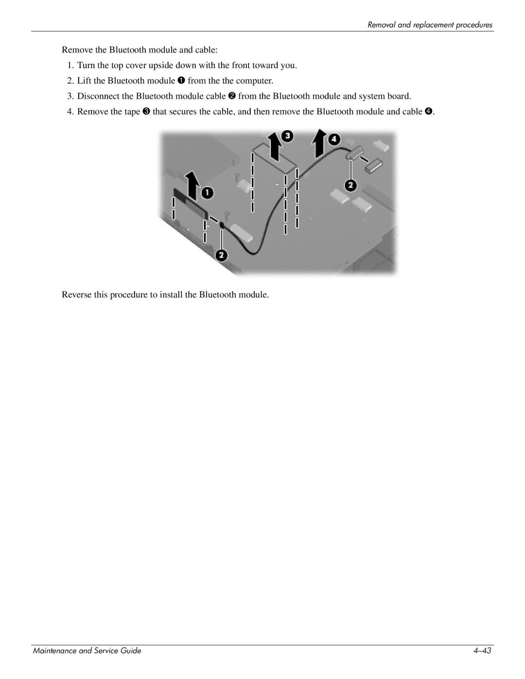 HP DV4 manual Removal and replacement procedures 