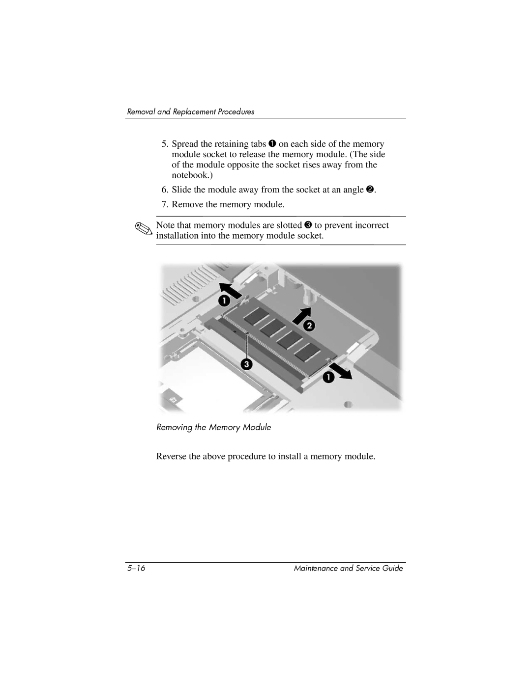 HP V4000, dv4000 manual Reverse the above procedure to install a memory module 