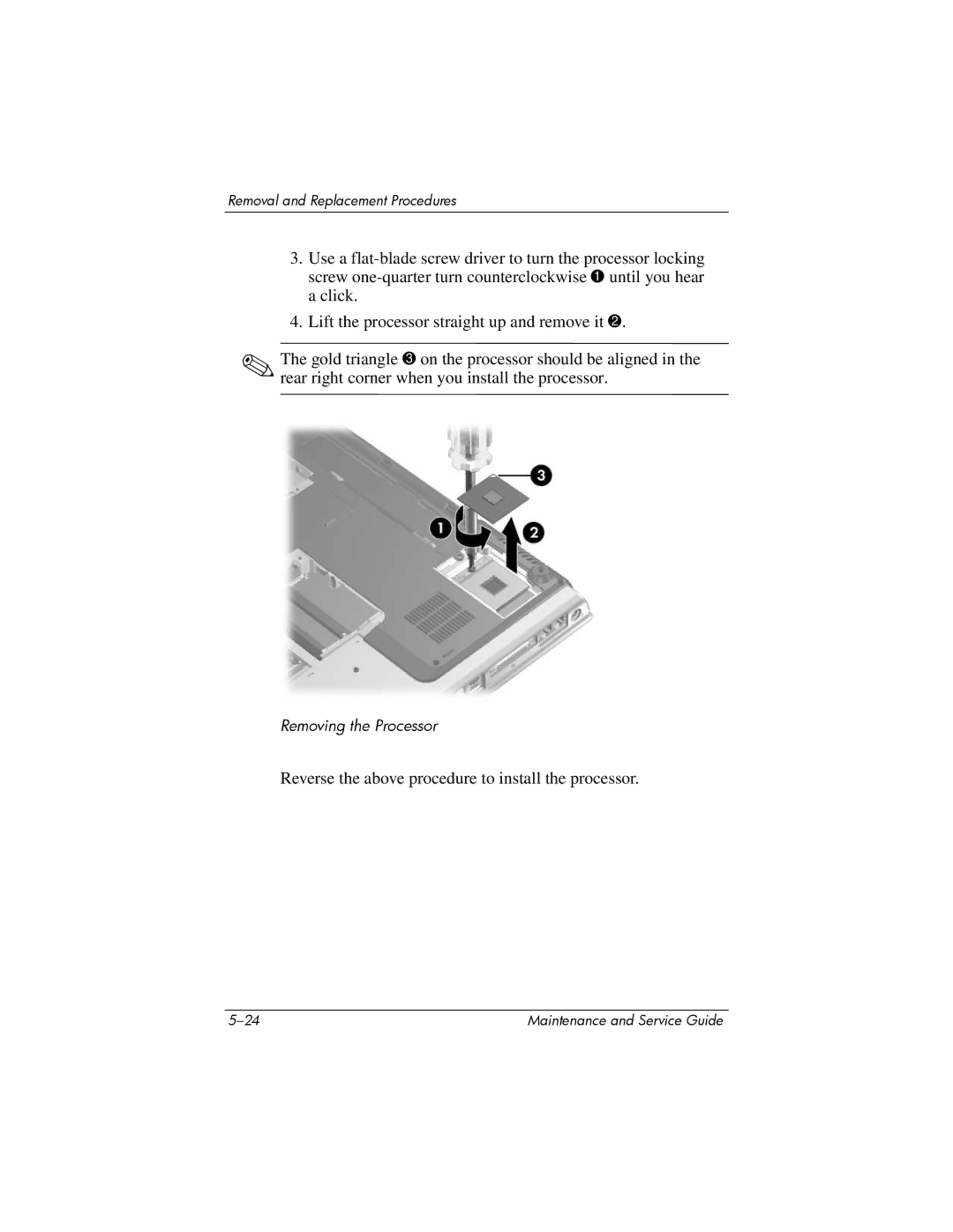 HP V4000, dv4000 manual Reverse the above procedure to install the processor 