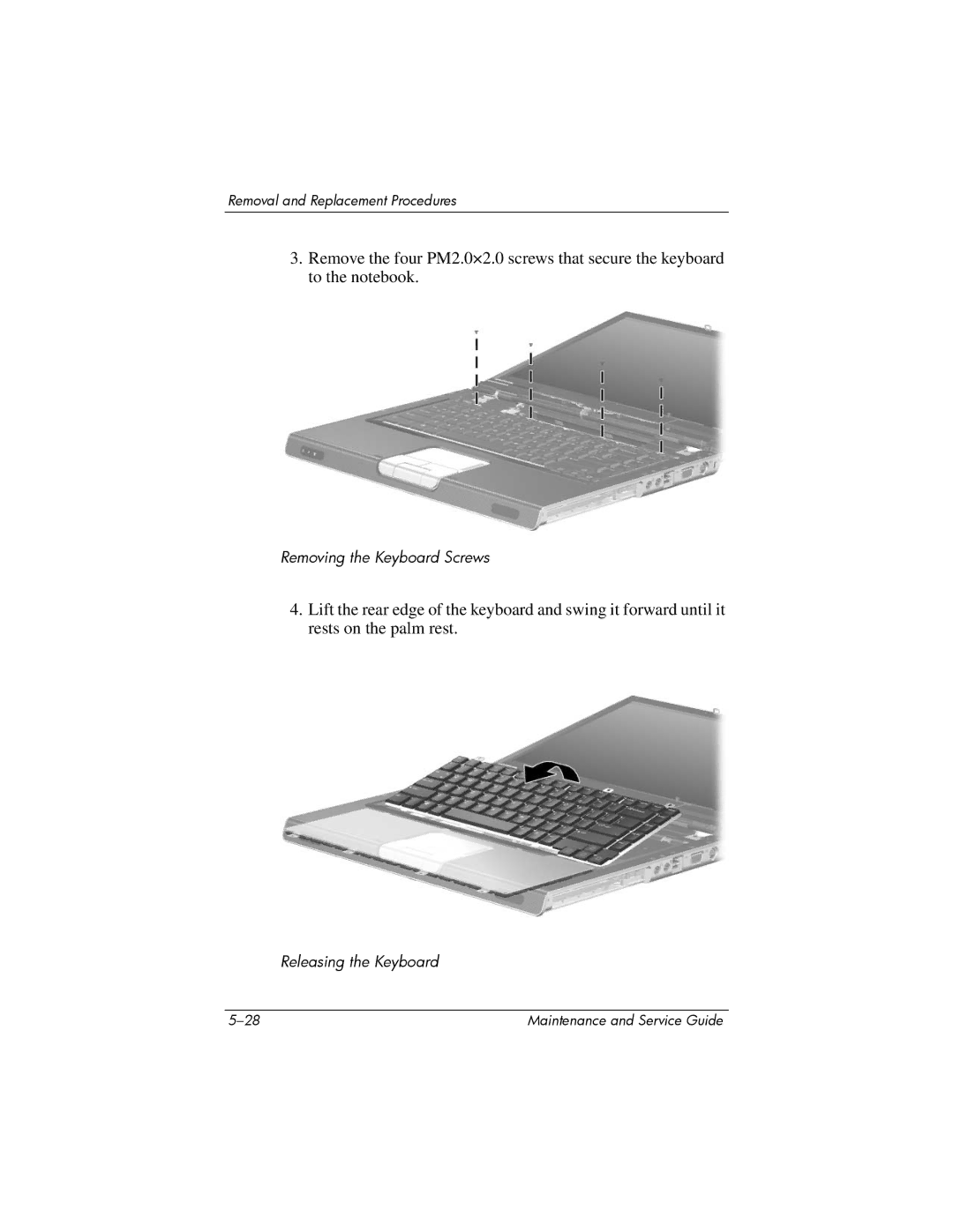 HP V4000, dv4000 manual Removing the Keyboard Screws 