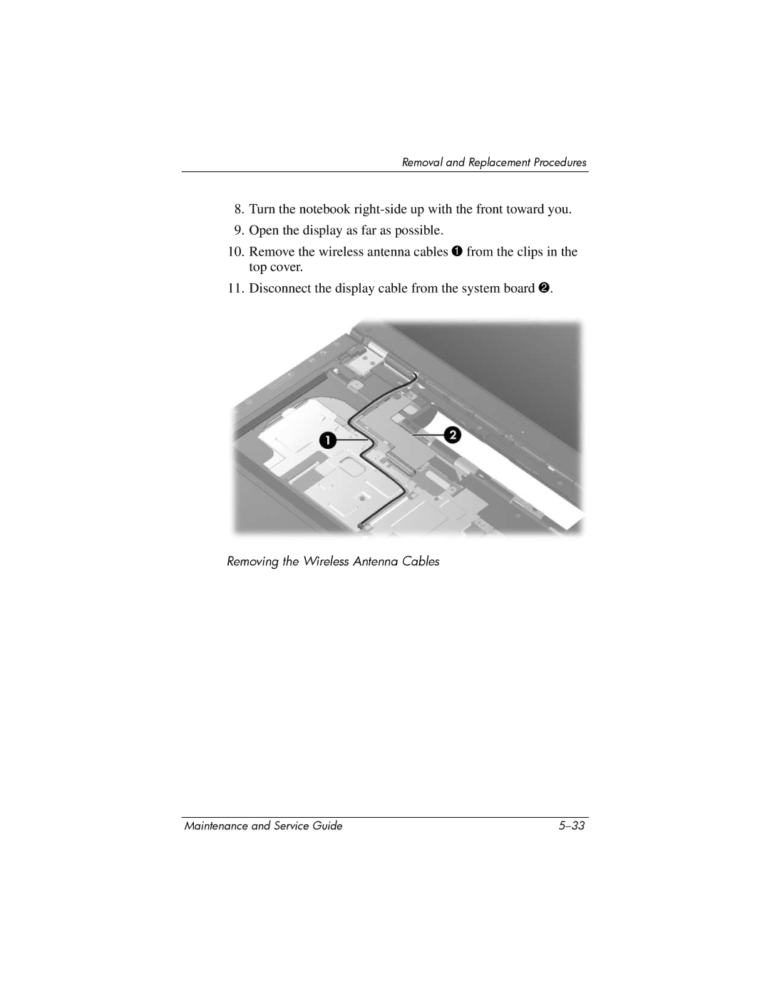 HP dv4000, V4000 manual Removing the Wireless Antenna Cables 