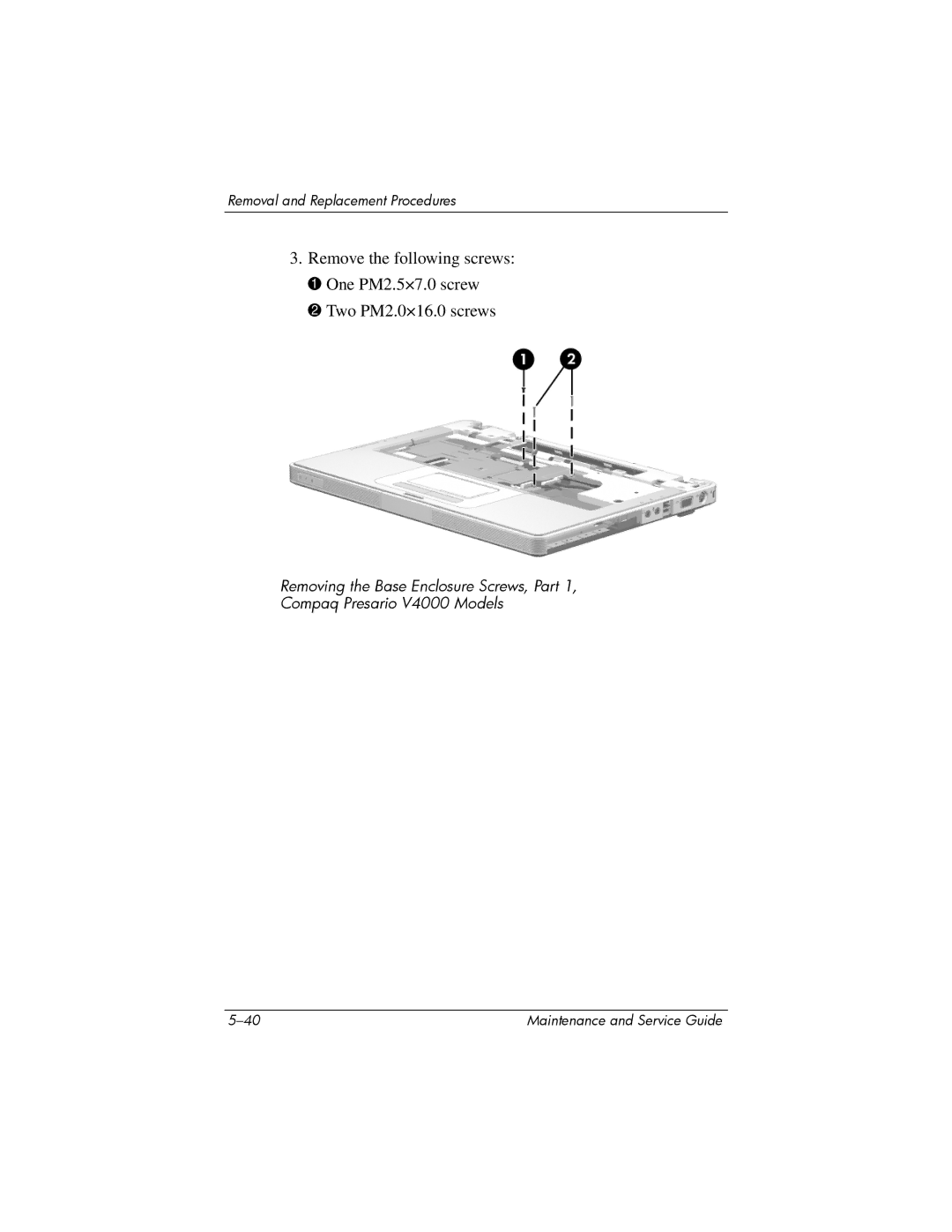 HP V4000, dv4000 manual Removal and Replacement Procedures 