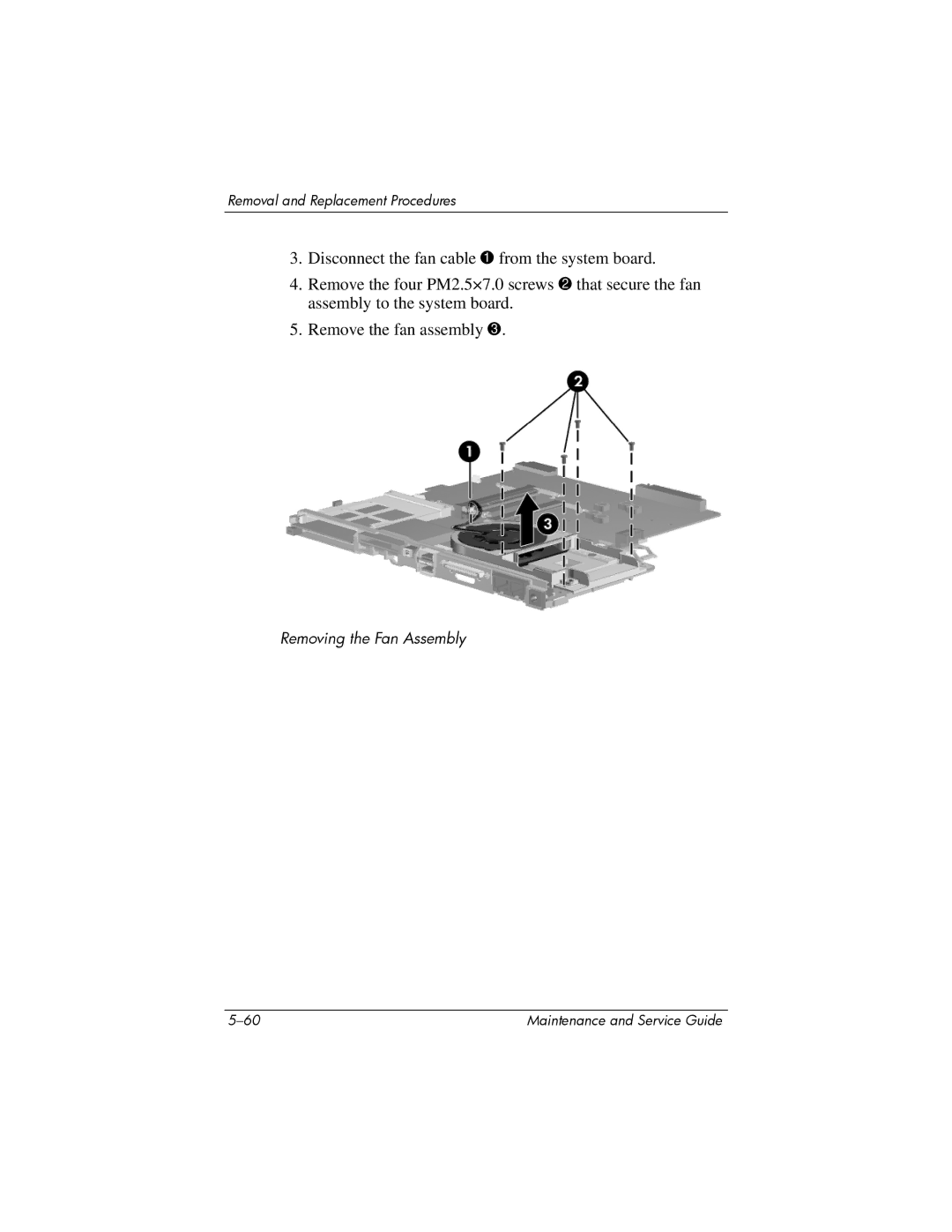 HP V4000, dv4000 manual Removing the Fan Assembly 