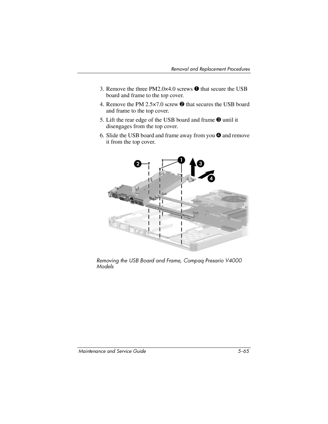 HP dv4000, V4000 manual Removal and Replacement Procedures 