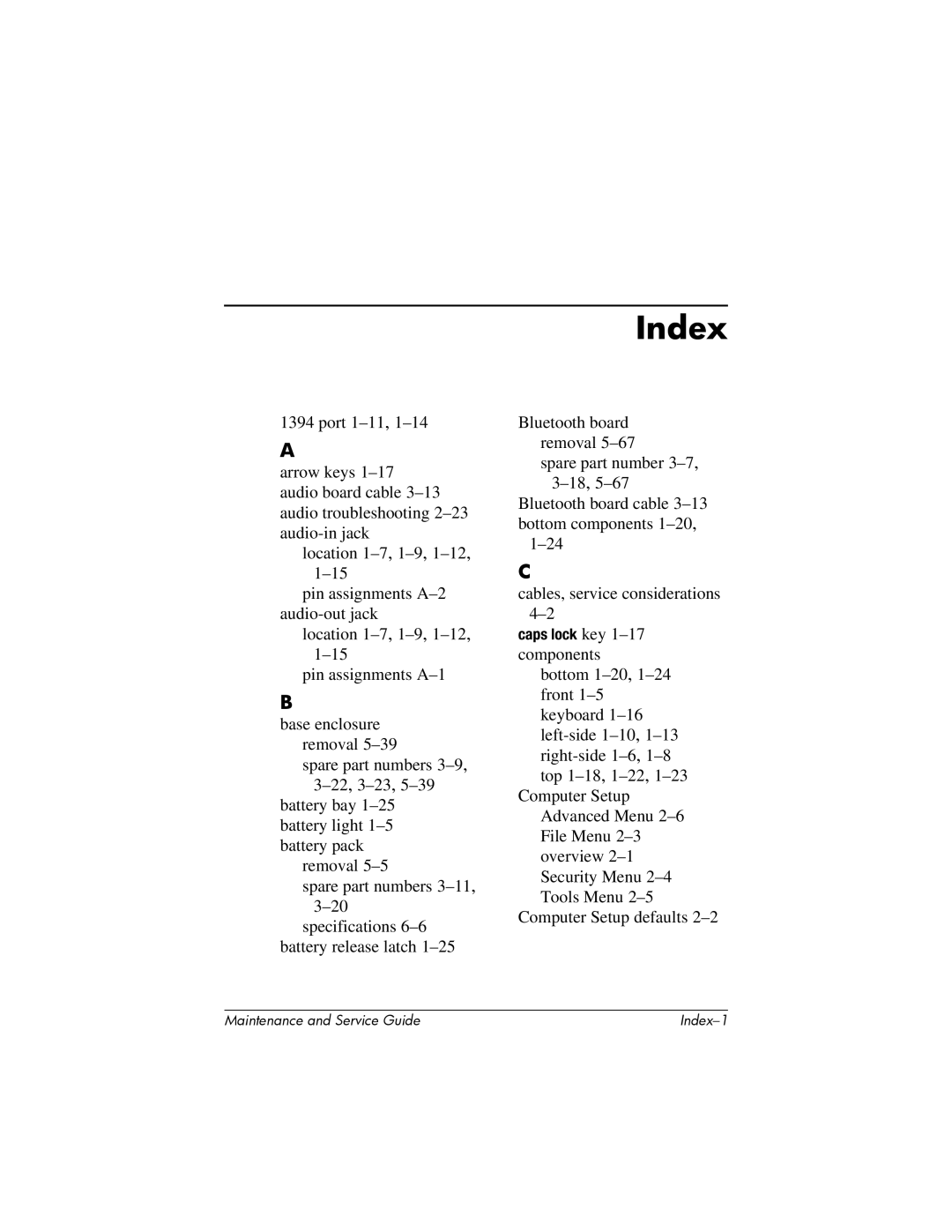 HP V4000, dv4000 manual Index 