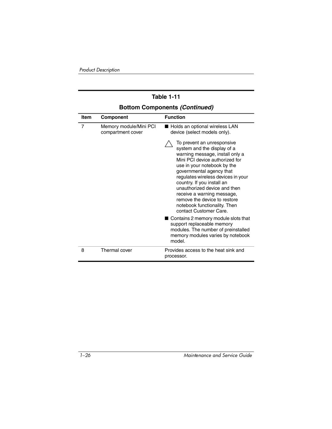 HP dv4000, V4000 manual Bottom Components 