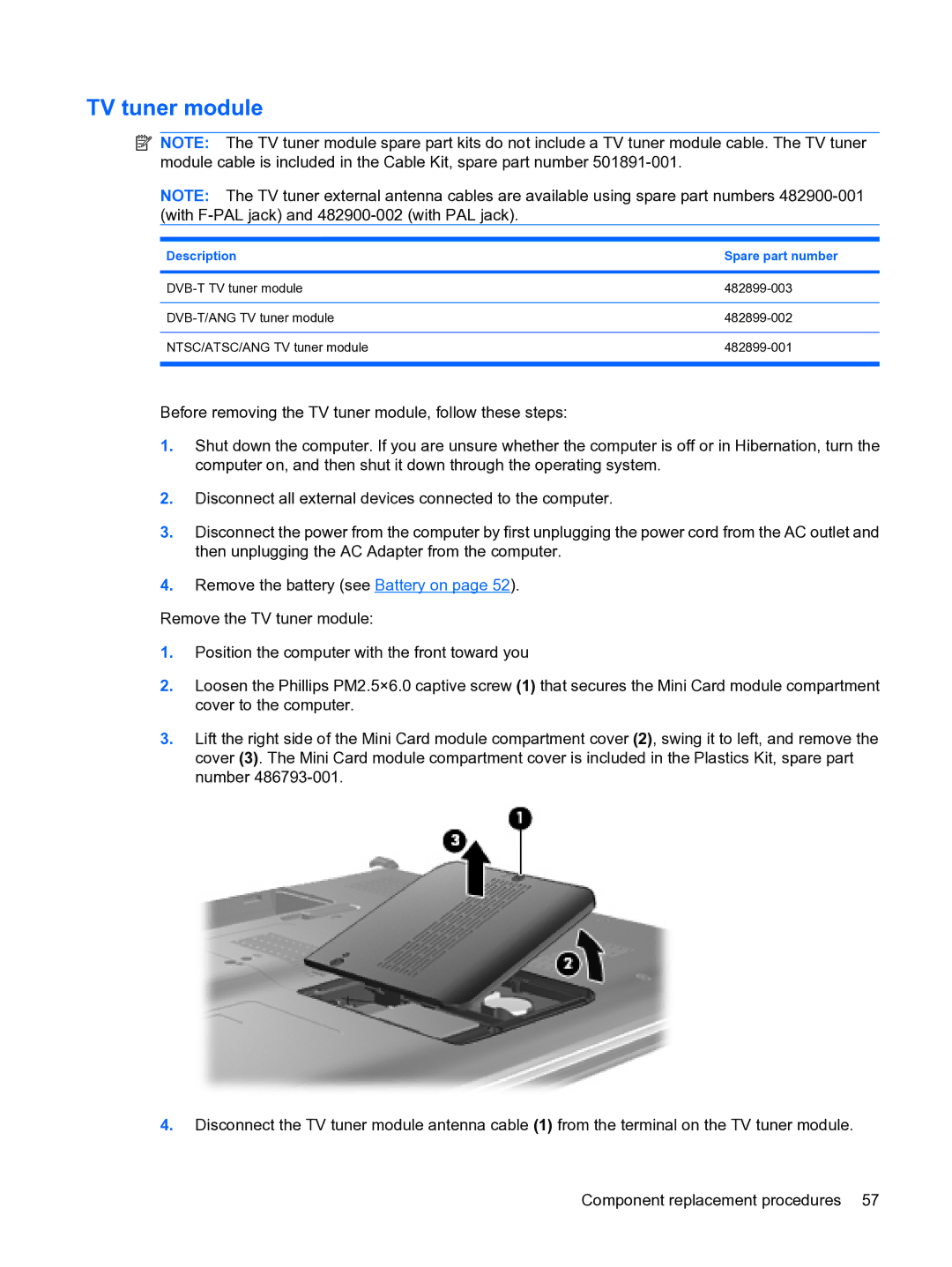 HP DV5 manual TV tuner module 