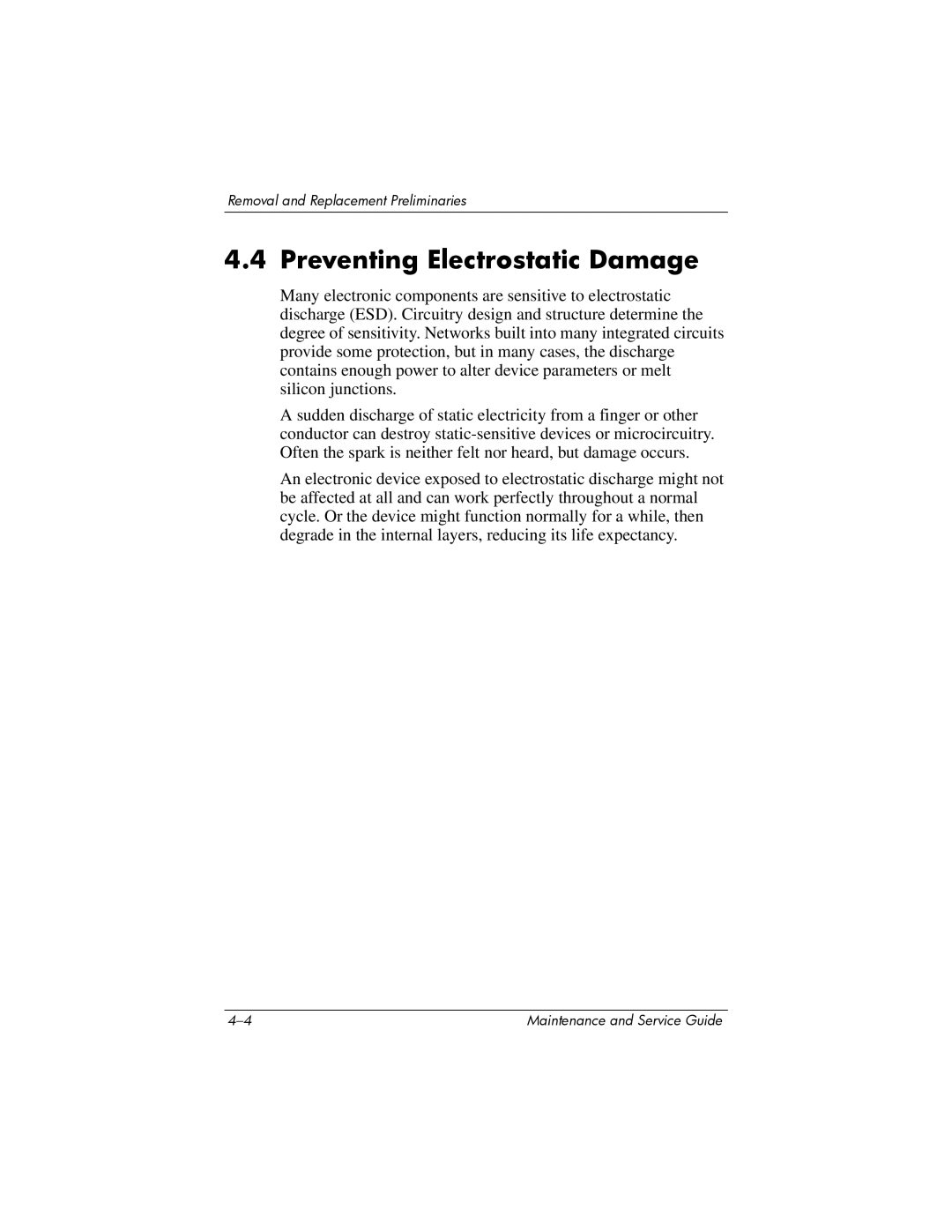 HP dv5000 dv5000 manual Preventing Electrostatic Damage 