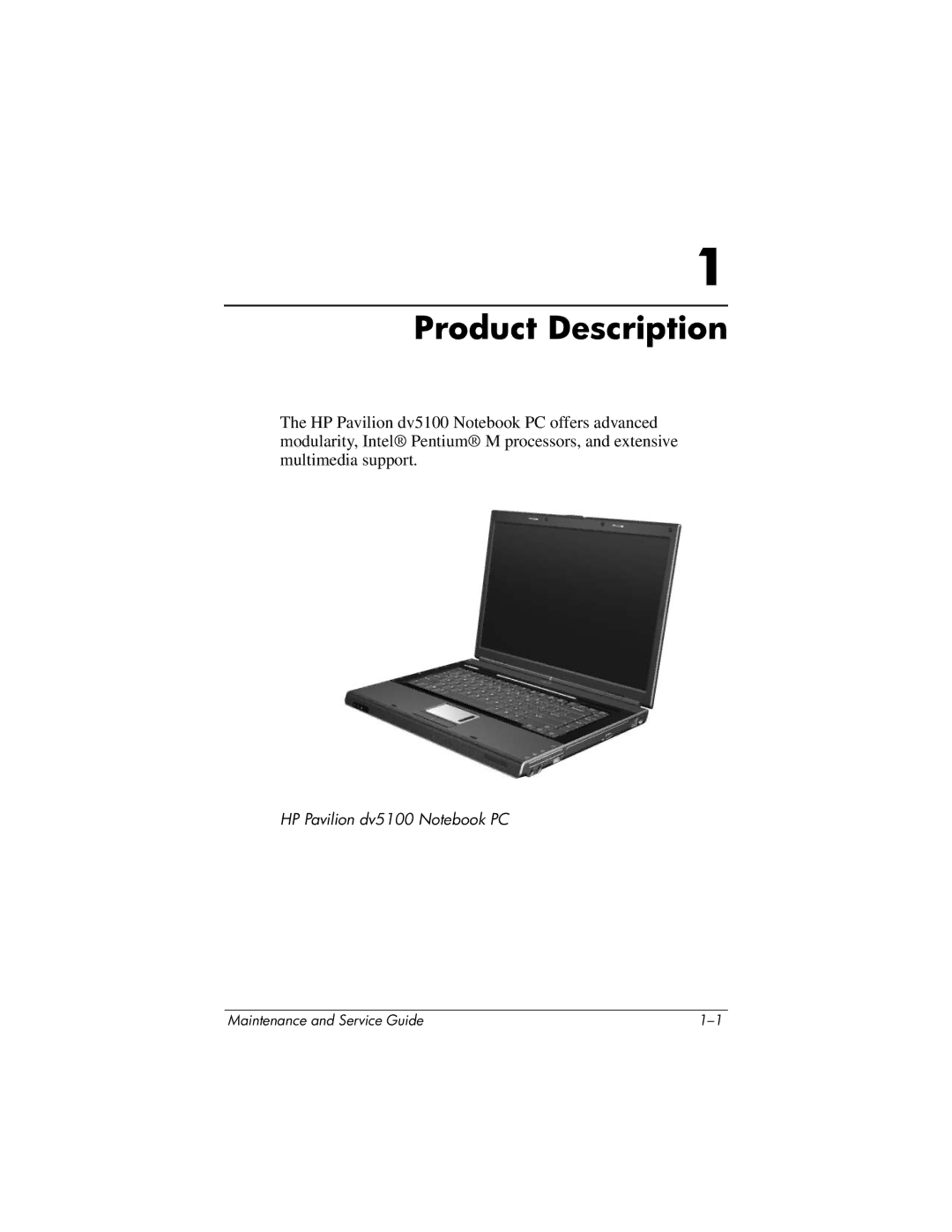 HP dv5100 manual Product Description 