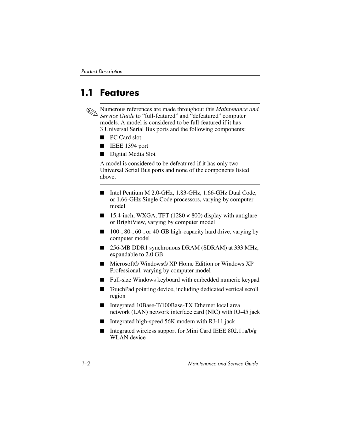 HP dv5100 manual Features 