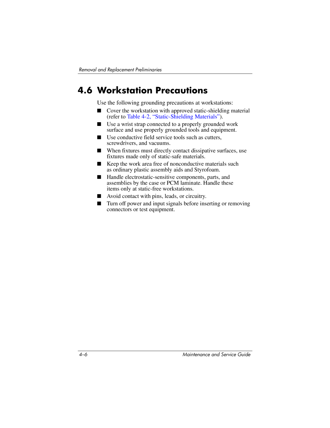 HP dv5100 manual Workstation Precautions, Use the following grounding precautions at workstations 