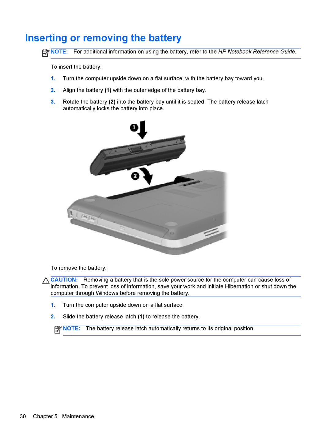 HP Dv6 6108Us manual Inserting or removing the battery 