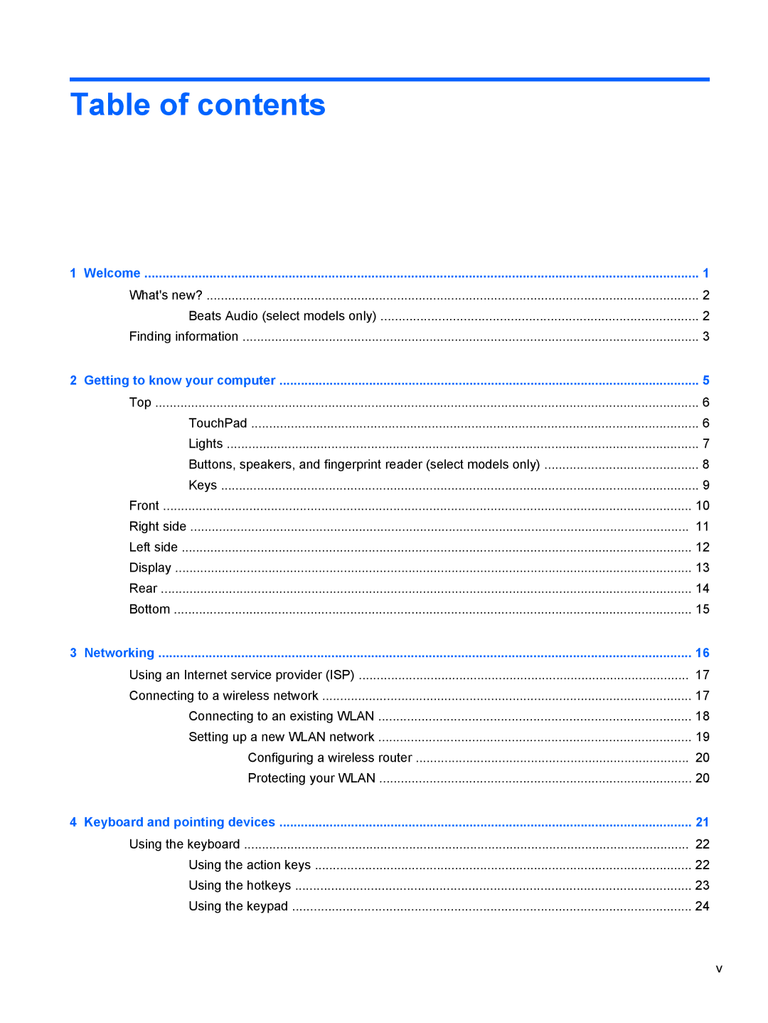 HP Dv6 6108Us manual Table of contents 