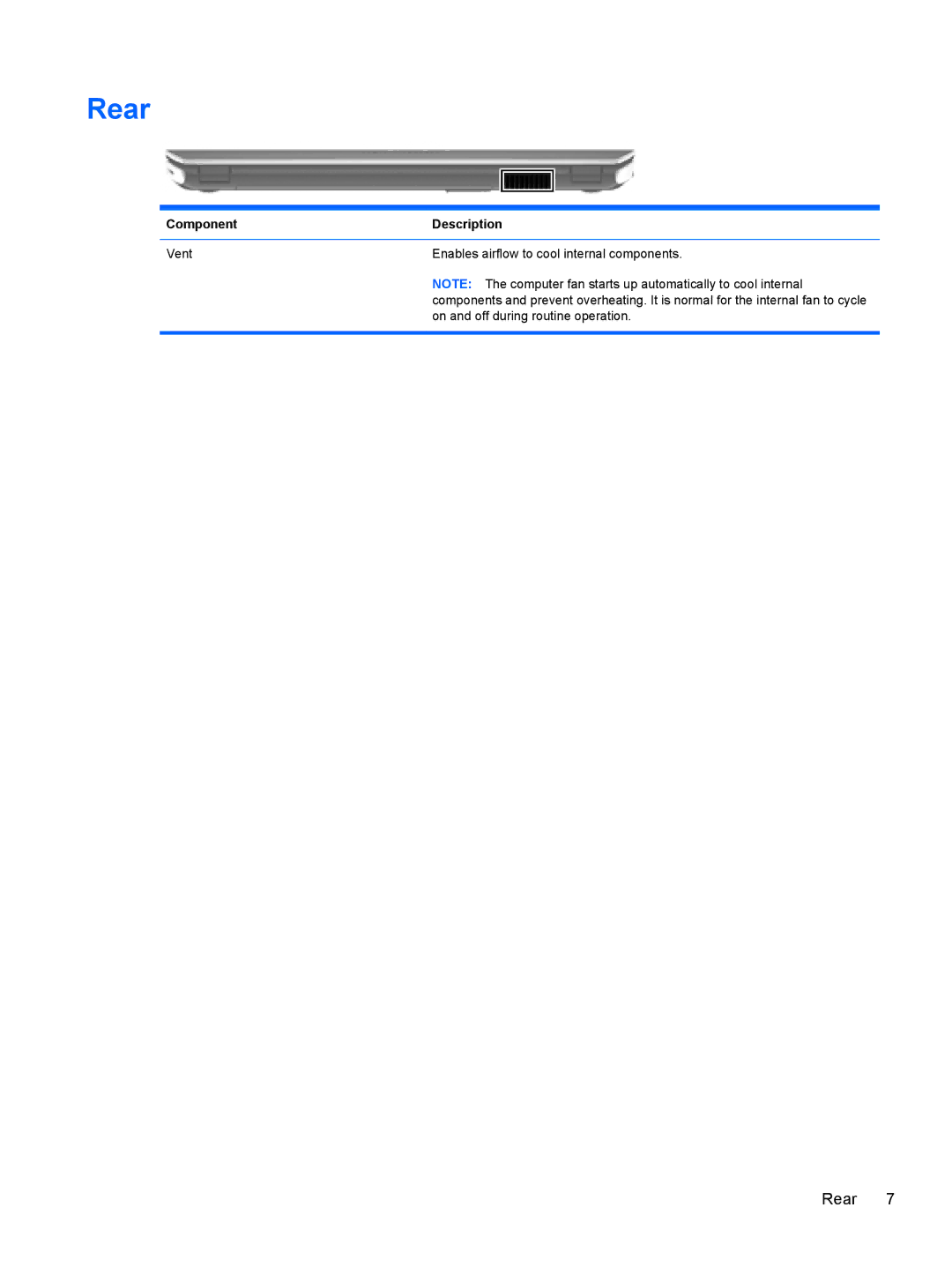 HP Dv6-7020us manual Rear 