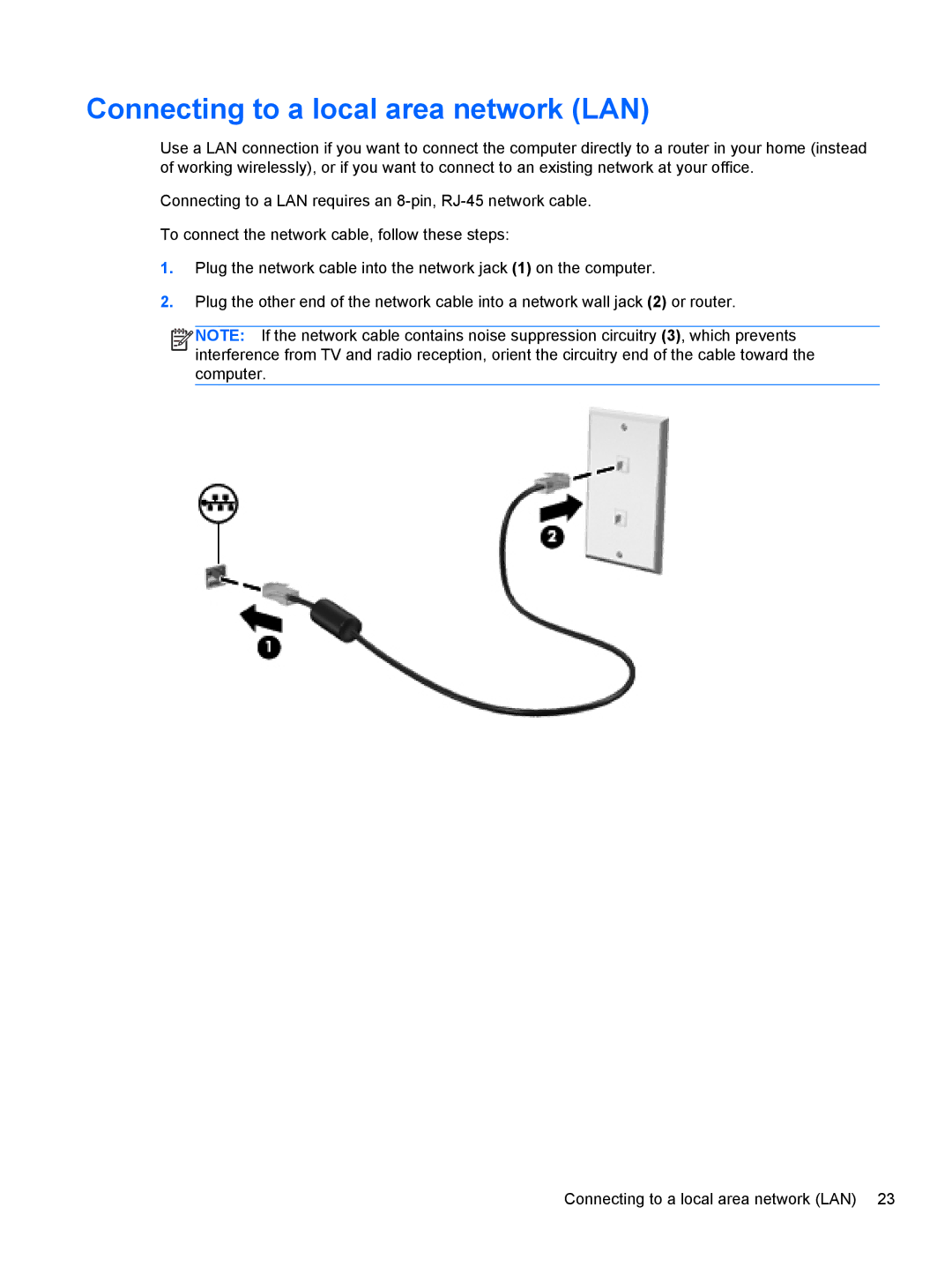 HP Dv6-7020us manual Connecting to a local area network LAN 