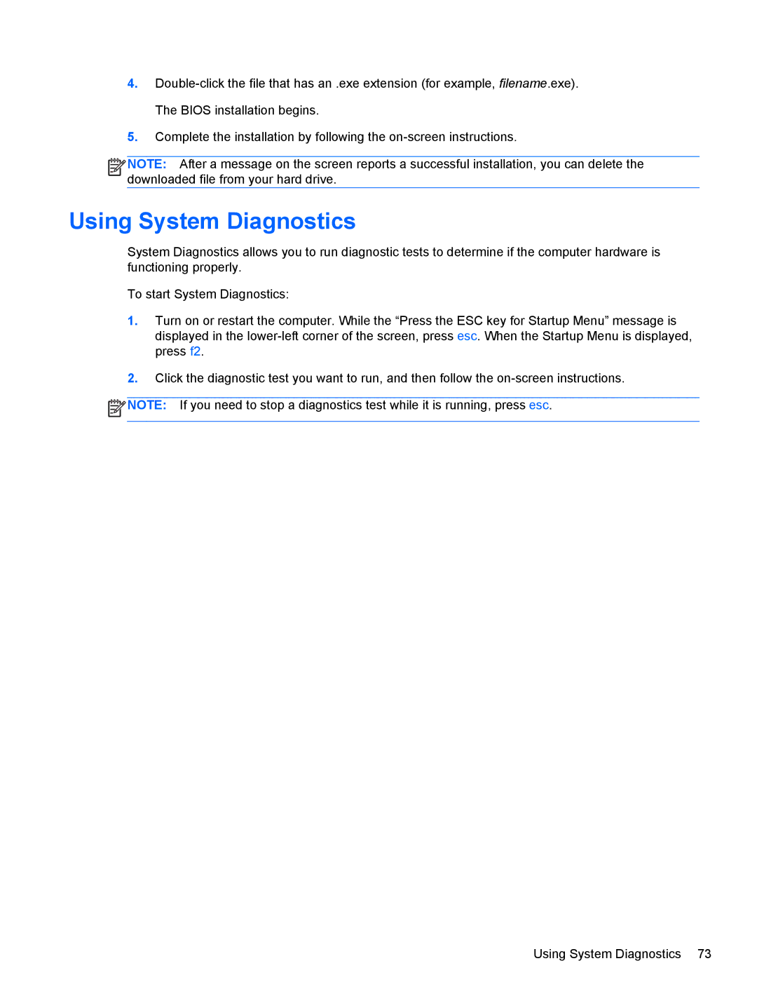 HP Dv6-7020us manual Using System Diagnostics 