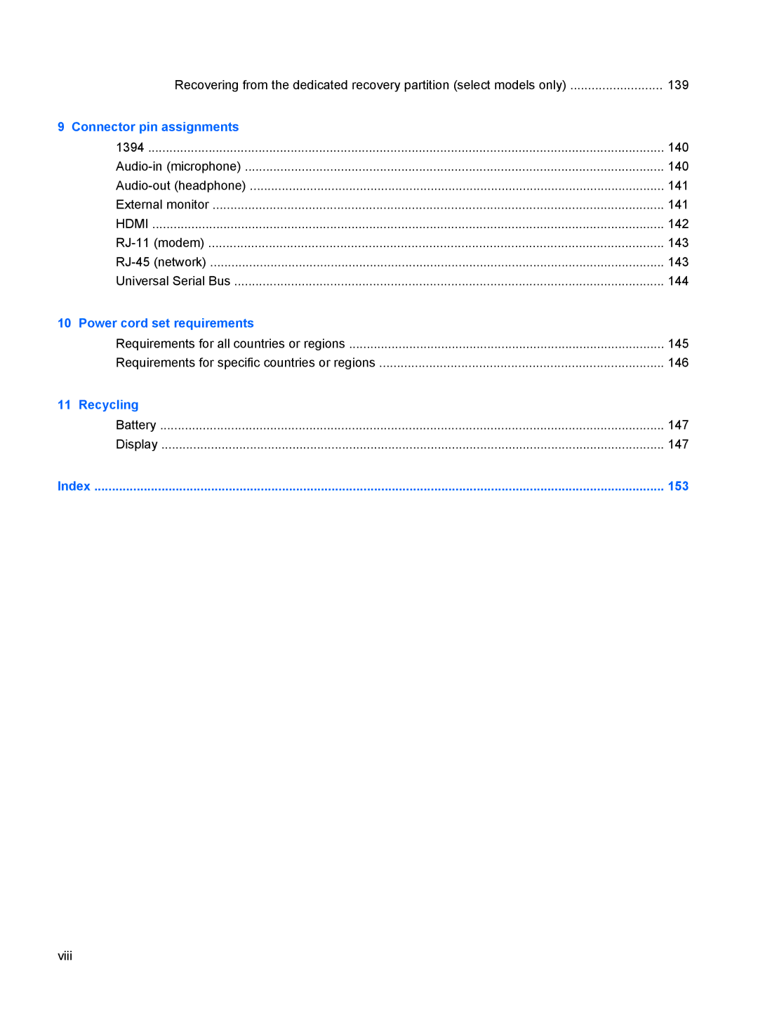 HP DV6 manual Recycling 