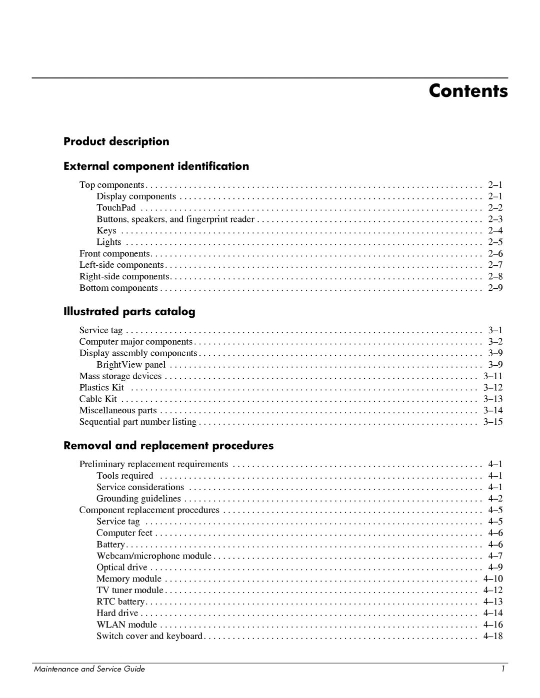 HP DV6 manual Contents 