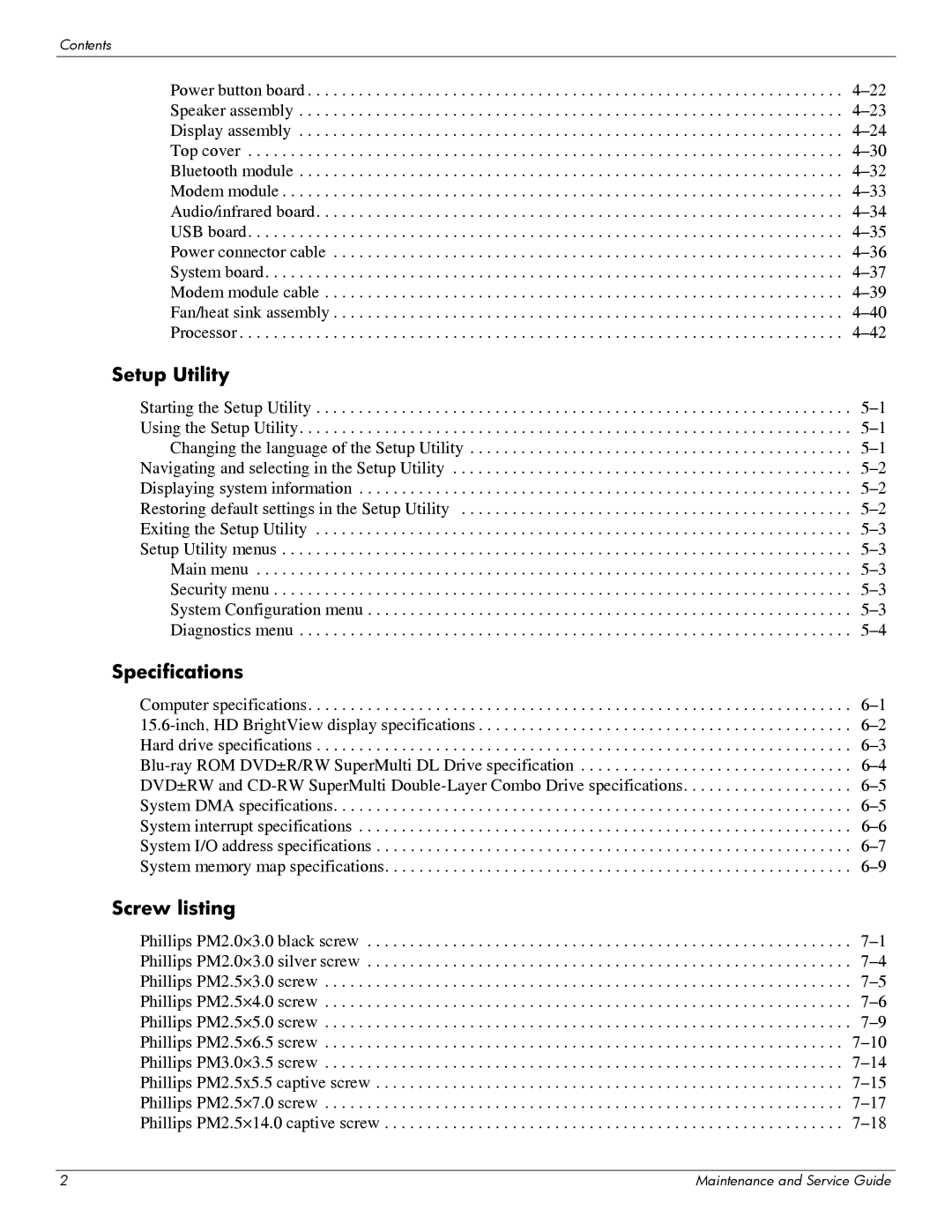 HP DV6 manual Setup Utility 