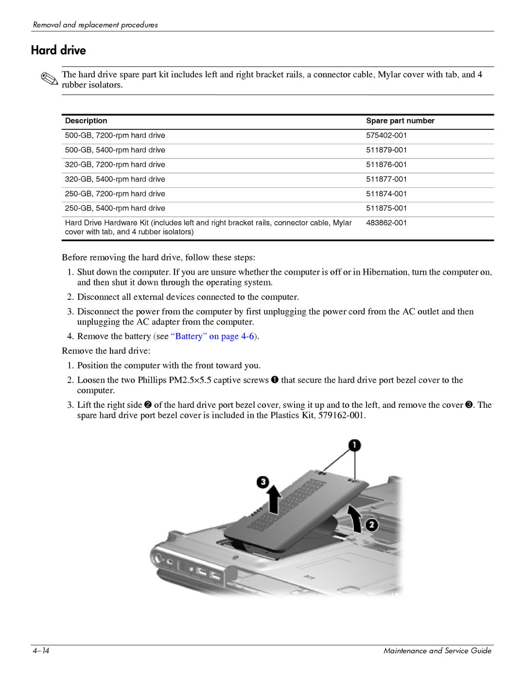 HP DV6 manual Hard drive 