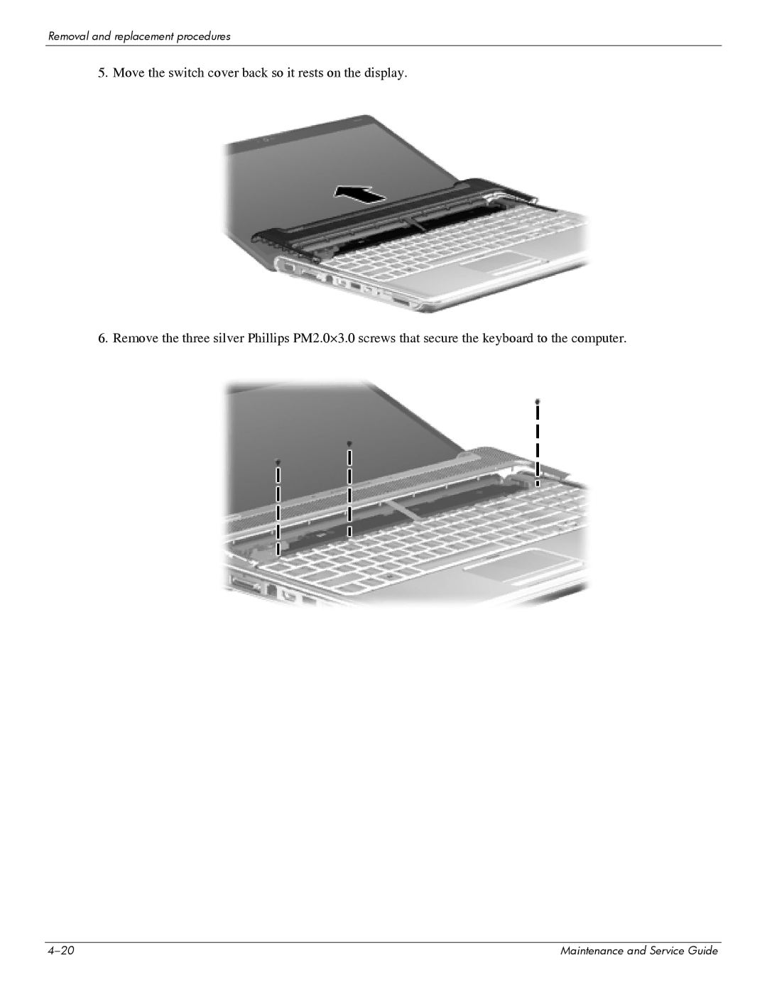 HP DV6 manual Removal and replacement procedures 