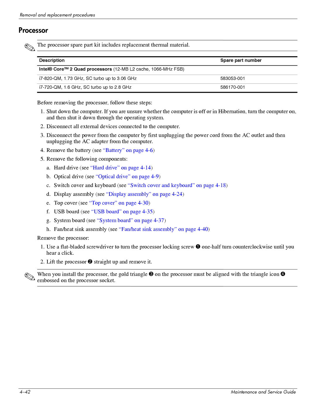 HP DV6 manual Processor 