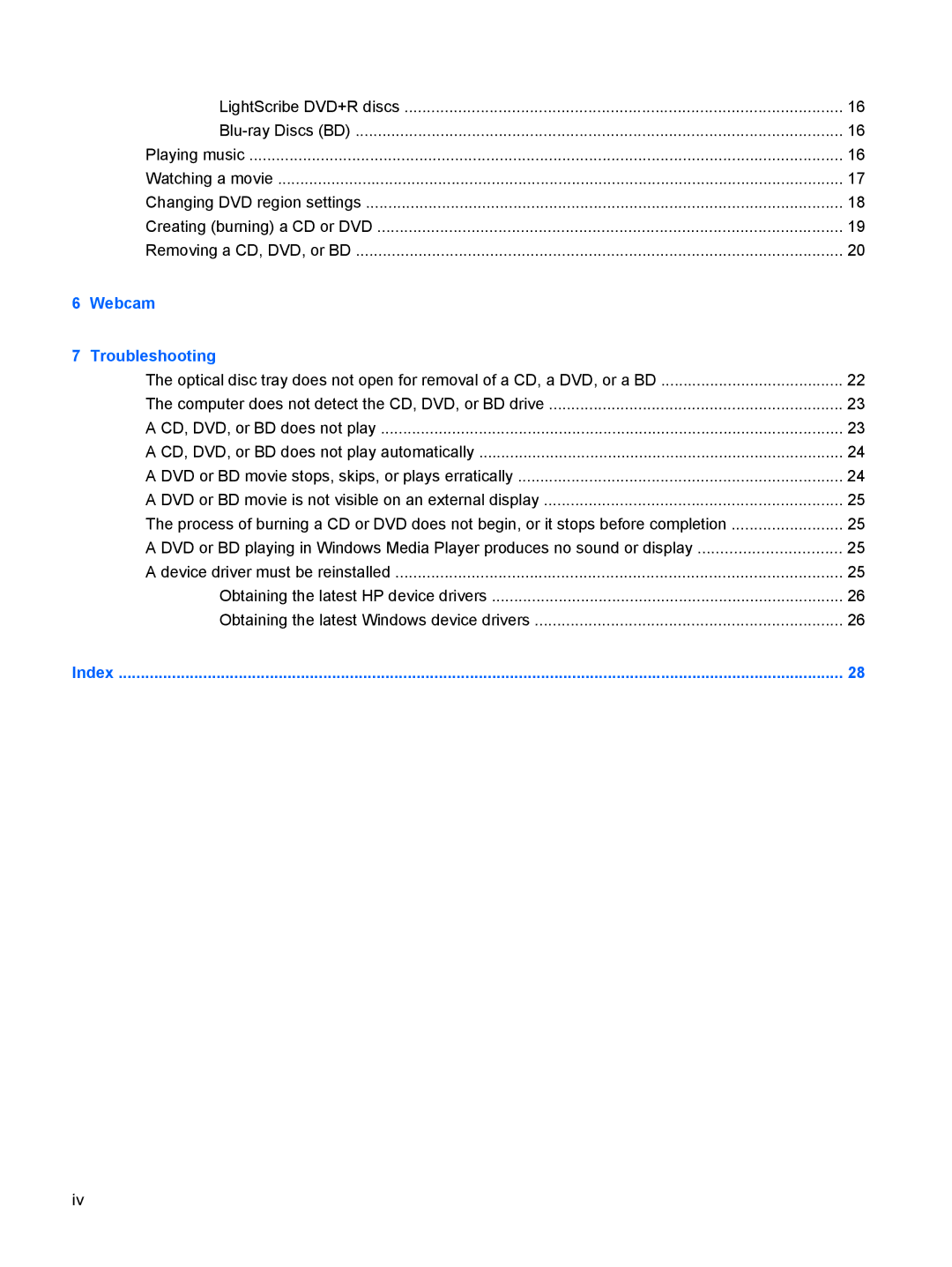 HP DV7-3173NR manual Webcam Troubleshooting 