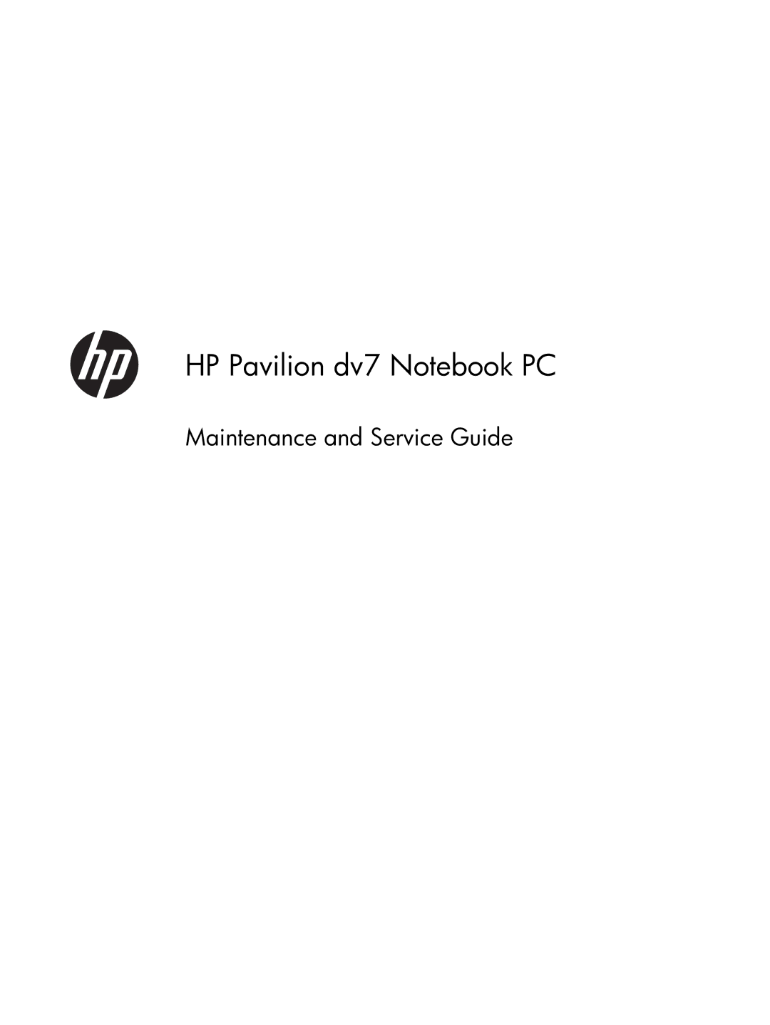 HP DV7 manual HP Pavilion dv7 Notebook PC 