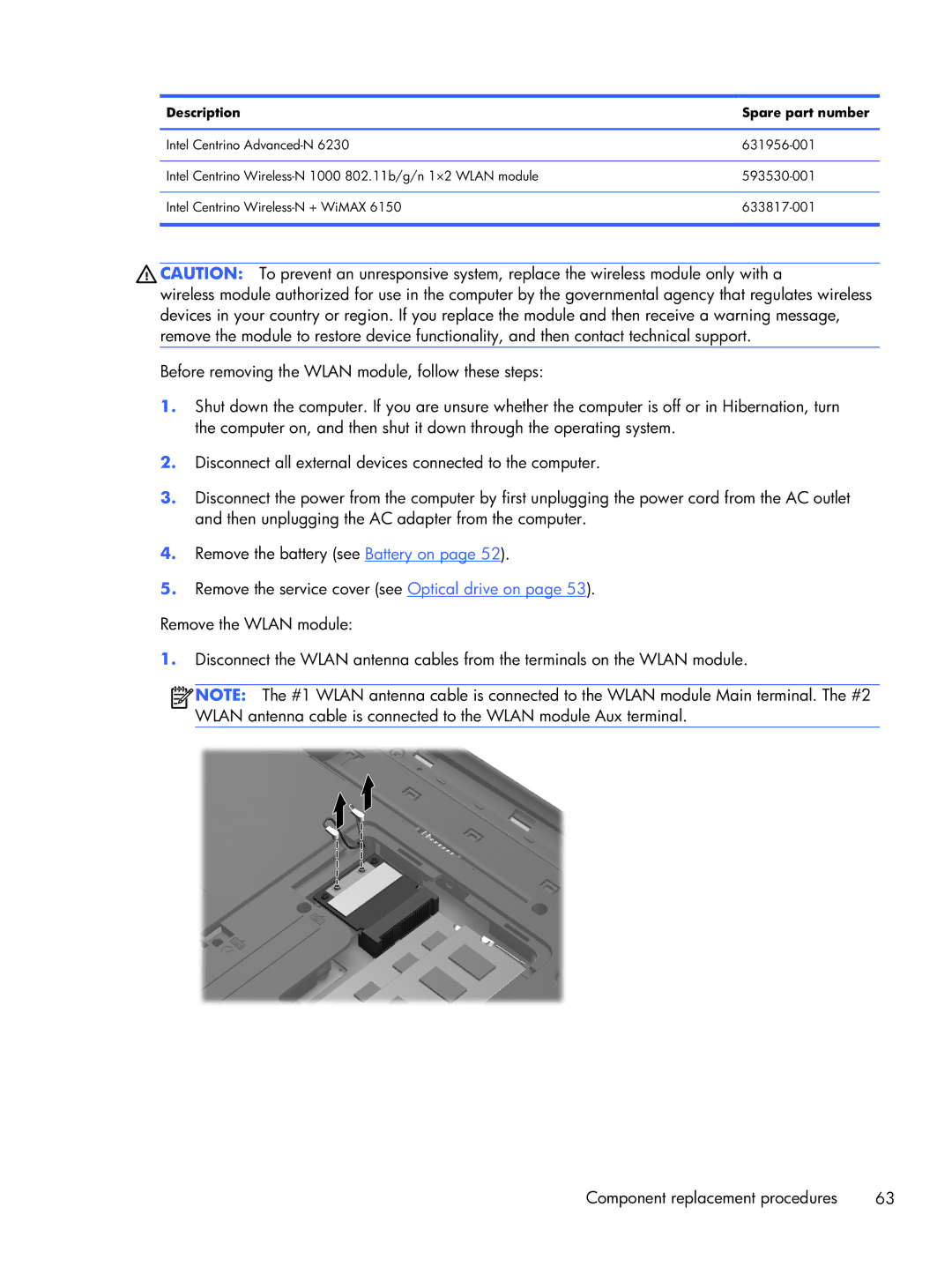 HP DV7 manual Description Spare part number 