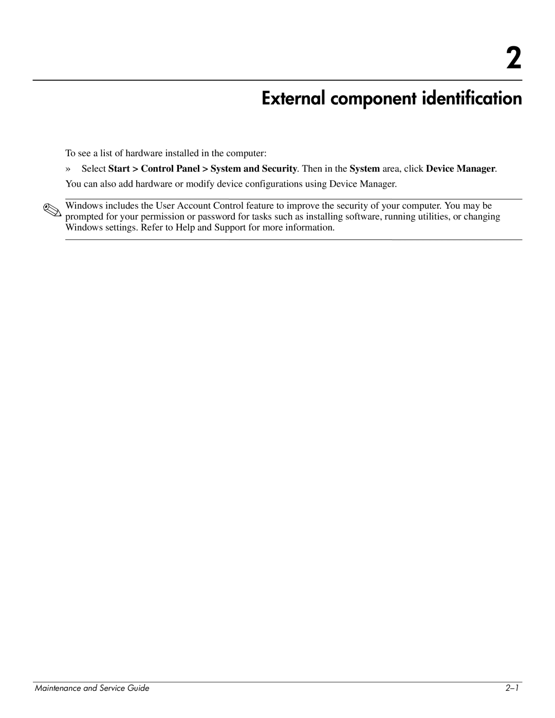 HP DV8 manual External component identification 