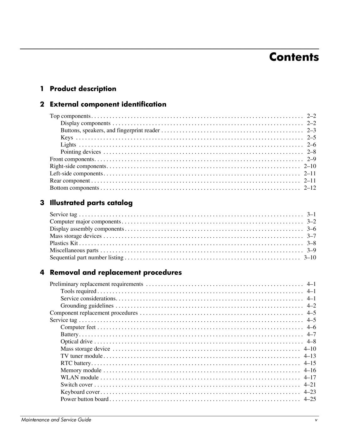 HP DV8 manual Contents 