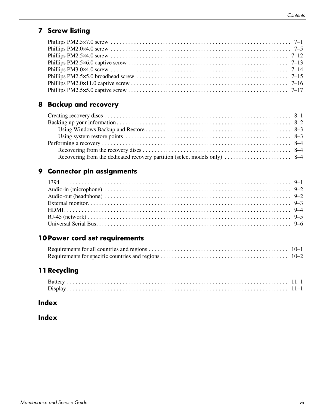 HP DV8 manual 11Recycling 