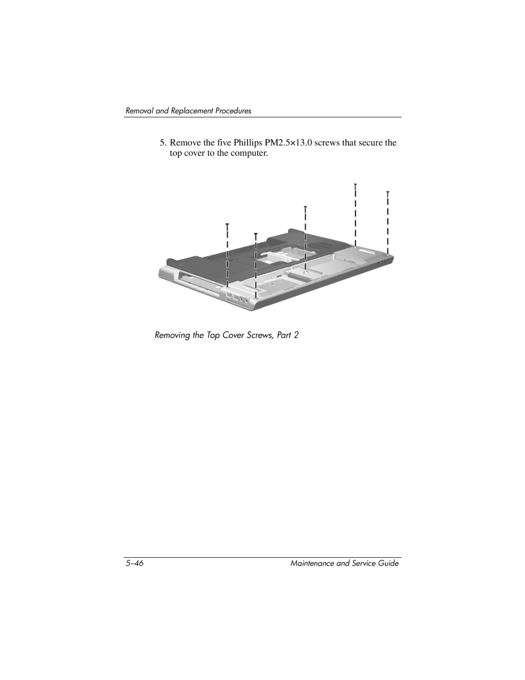 HP DV8000, DV8200 manual Removing the Top Cover Screws, Part 