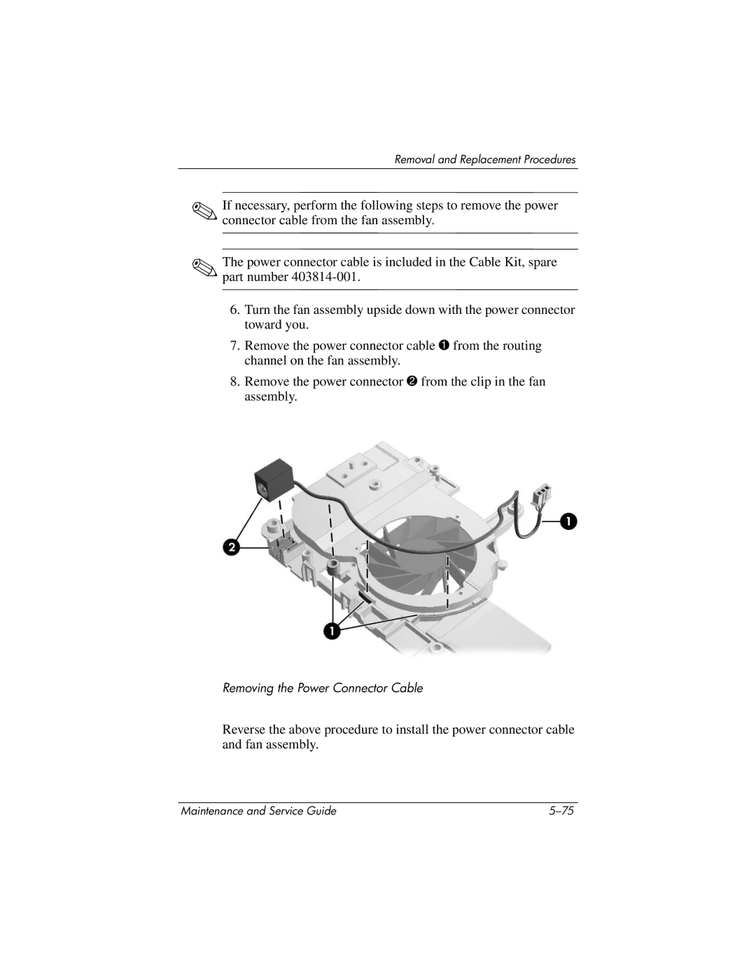 HP DV8200, DV8000 manual Removing the Power Connector Cable 