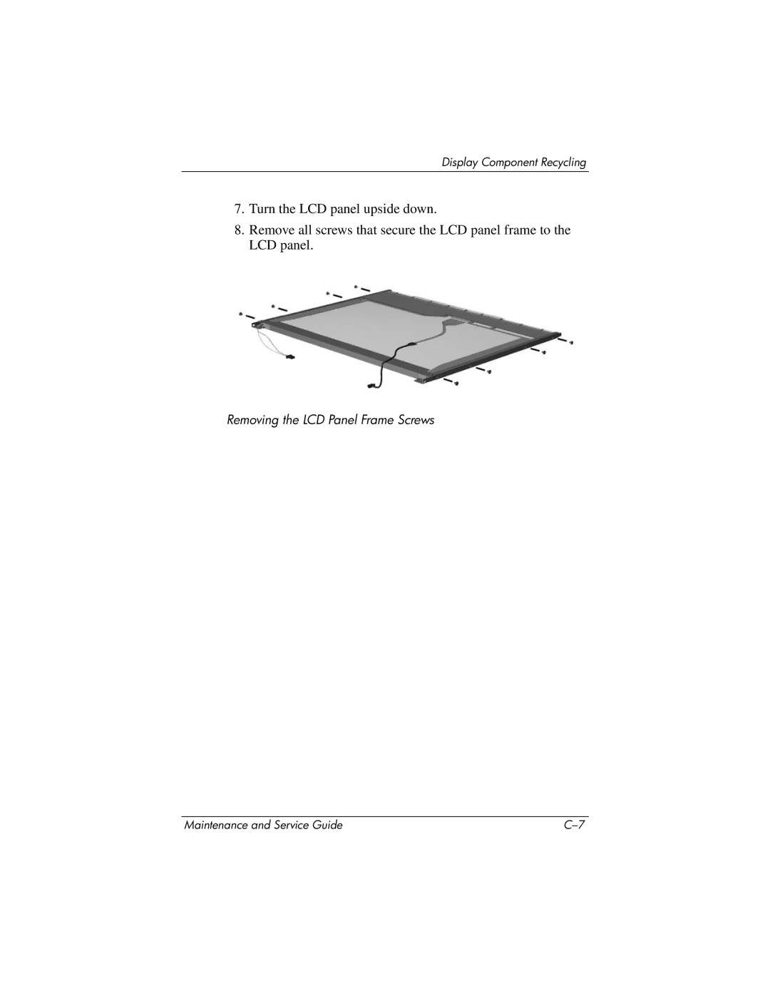 HP DV8200, DV8000 manual Removing the LCD Panel Frame Screws 