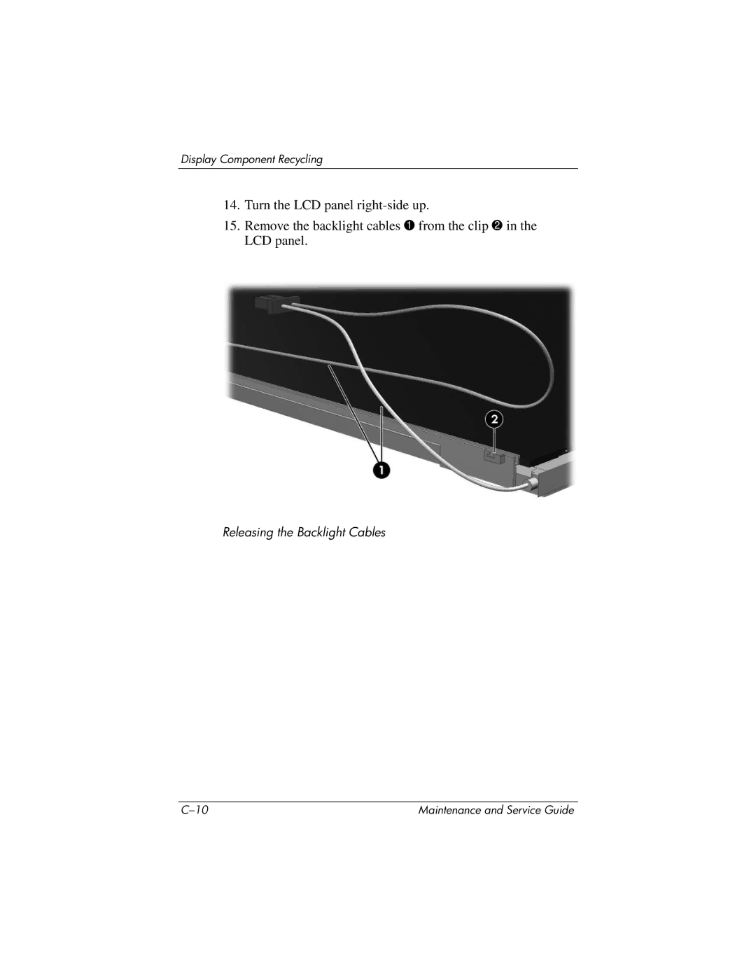 HP DV8000, DV8200 manual Releasing the Backlight Cables 