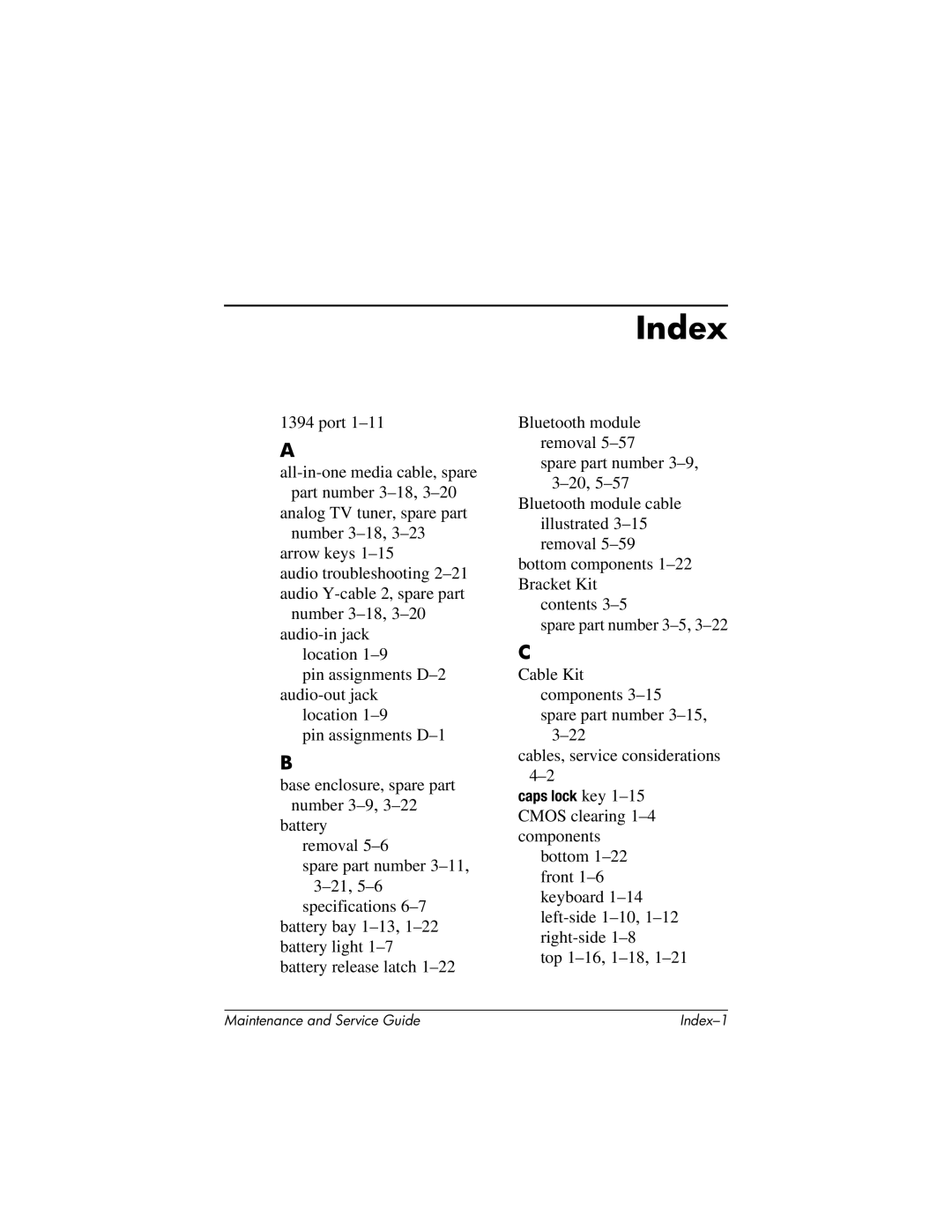 HP DV8200, DV8000 manual Index 