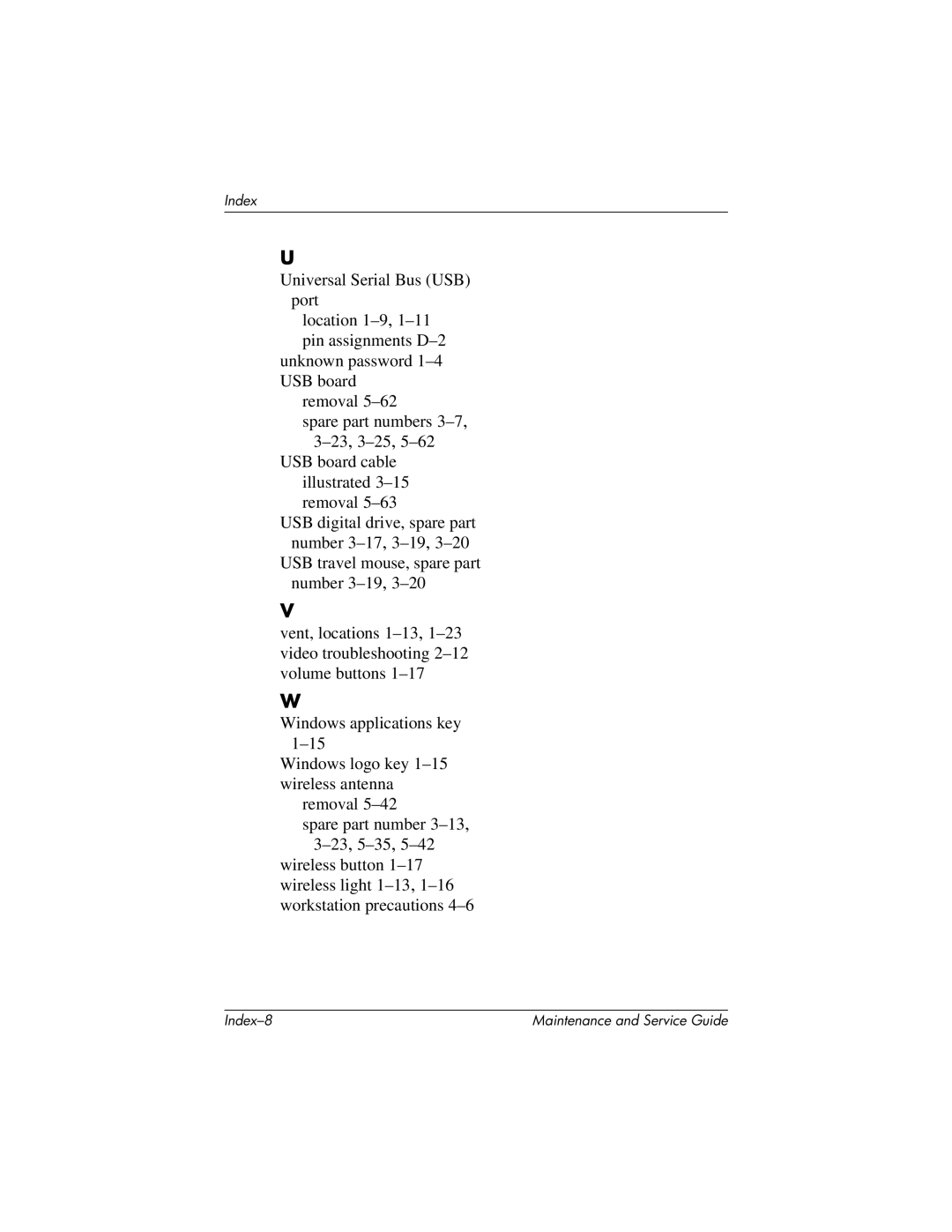 HP DV8000, DV8200 manual Index-8 