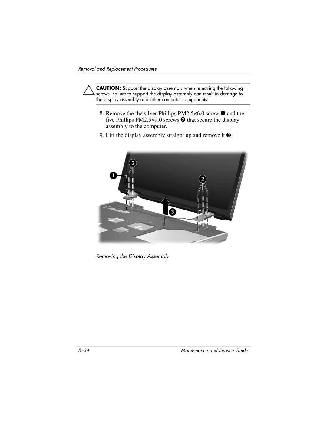 HP dv8000 H3Z14AA manual Removing the Display Assembly 