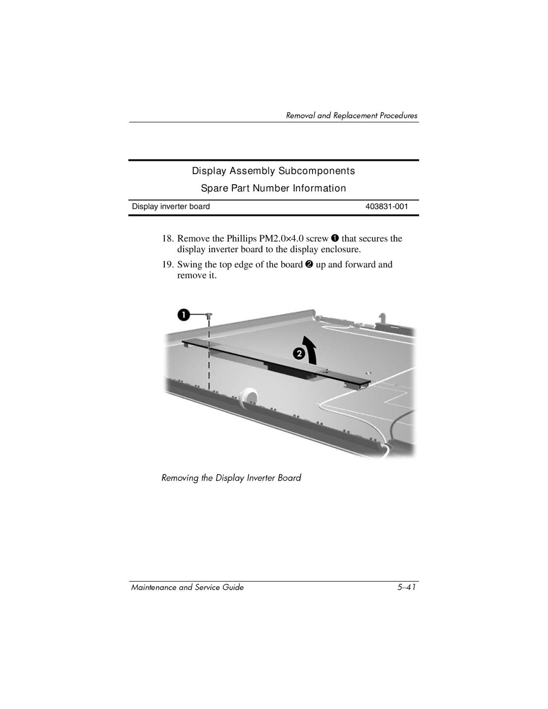 HP dv8000 H3Z14AA manual Removing the Display Inverter Board 