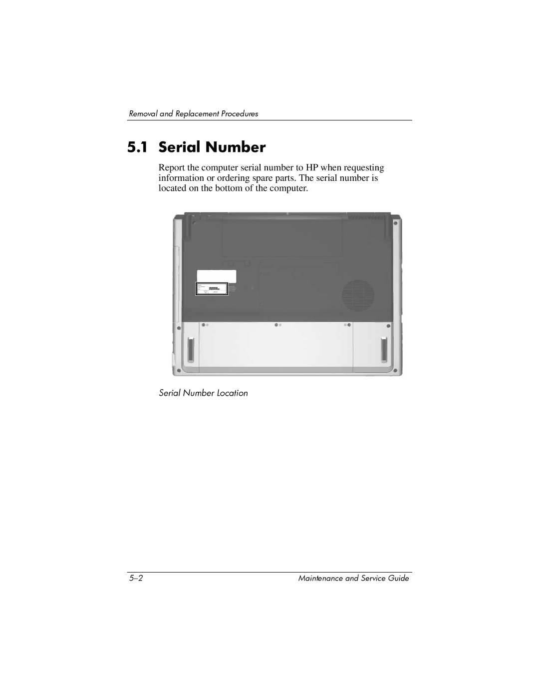 HP dv8000 H3Z14AA manual Serial Number 