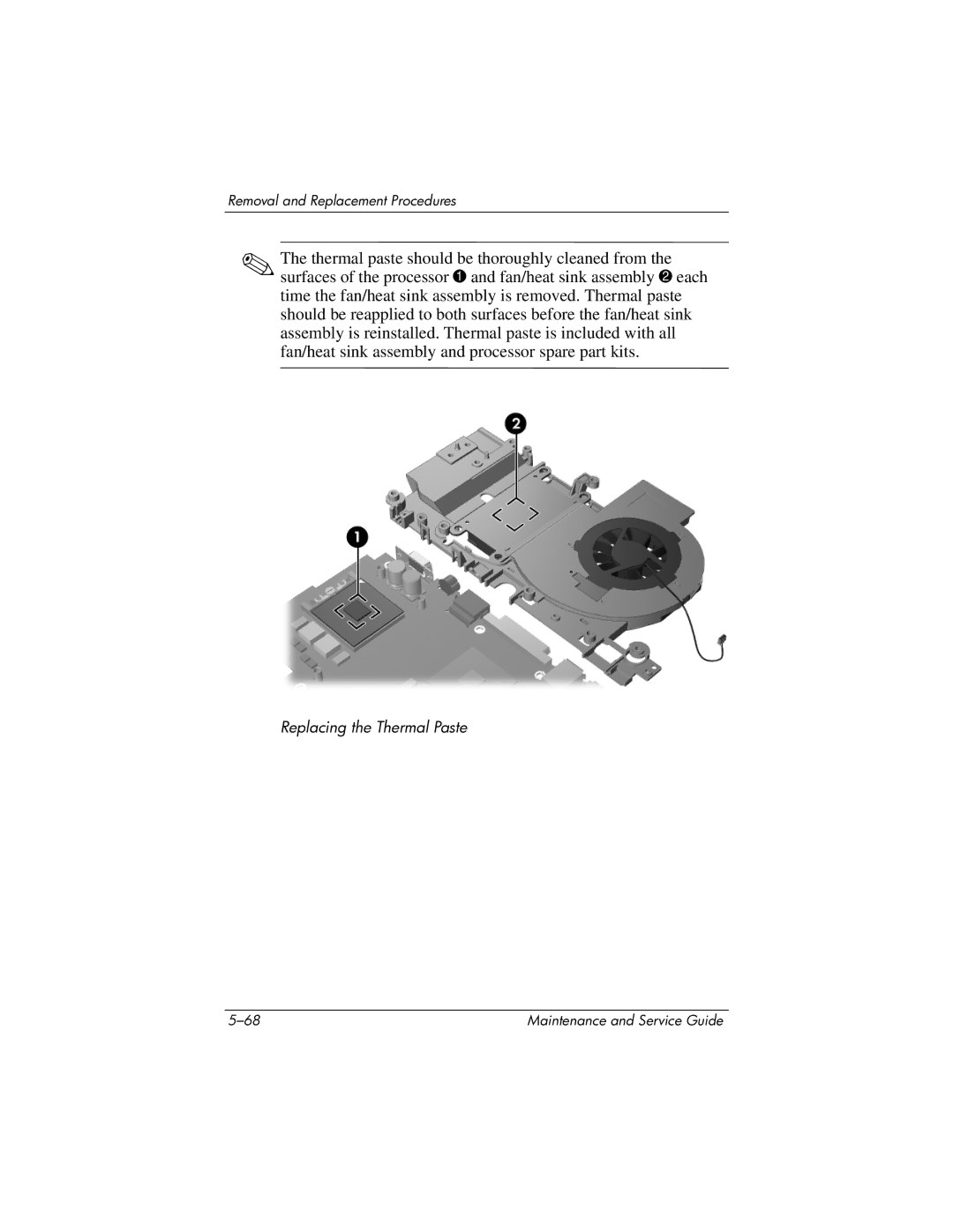 HP DV8300 manual Replacing the Thermal Paste 