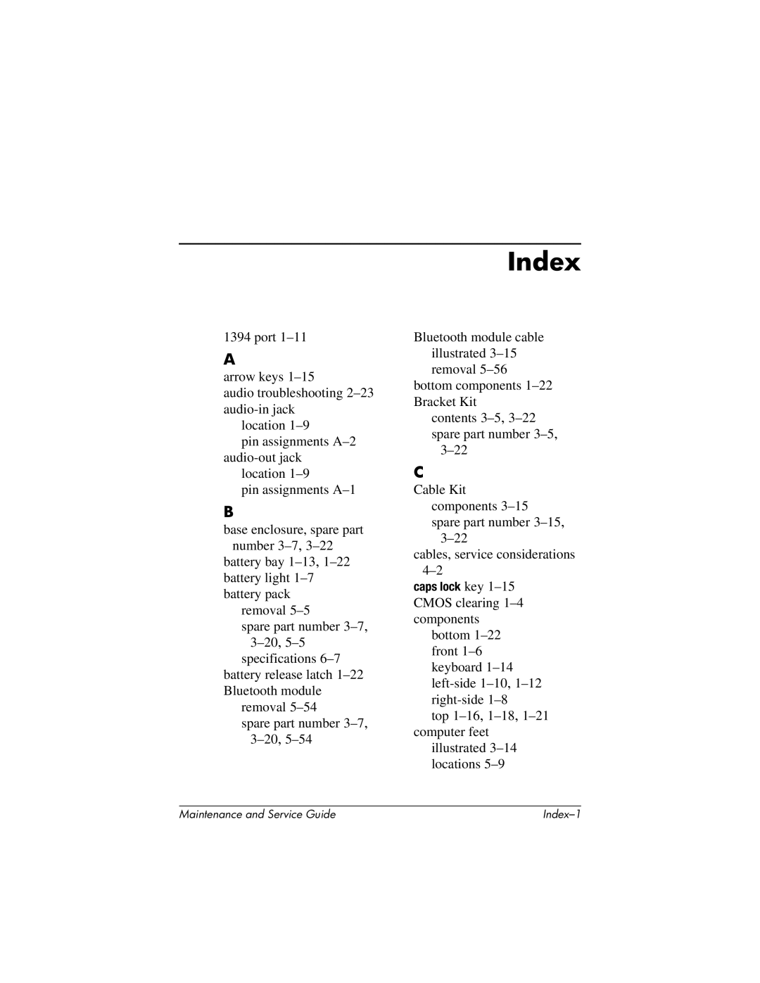 HP DV8300 manual Index 