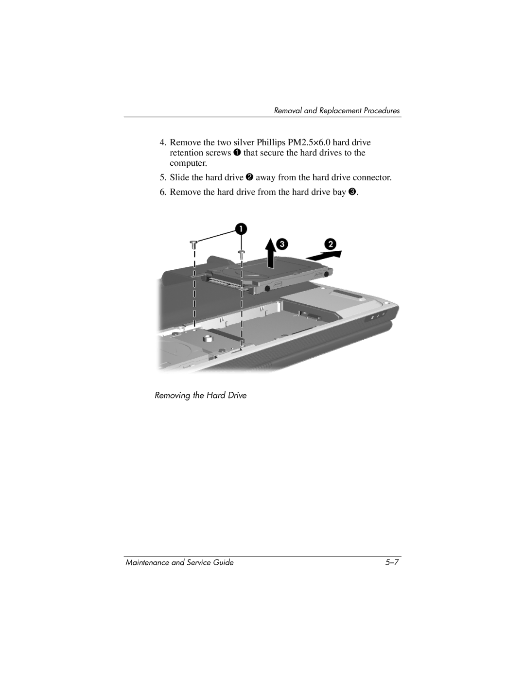 HP DV8300 manual Removing the Hard Drive 