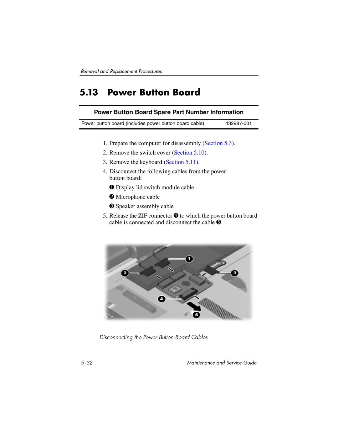 HP dv9000 manual Power Button Board Spare Part Number Information 