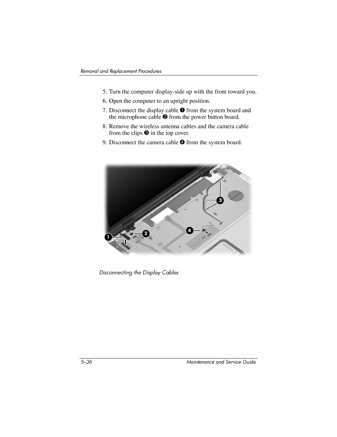 HP dv9000 manual Disconnecting the Display Cables 